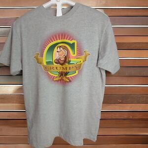 Disney Store G For Grumpy Snow White Dwarf Grey T-Shirt Medium Vintage Crew Neck